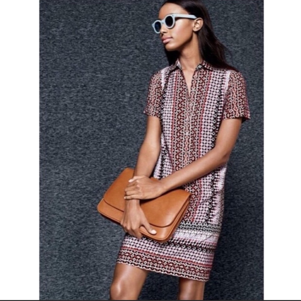 J Crew Silk Geo Shirt Dress